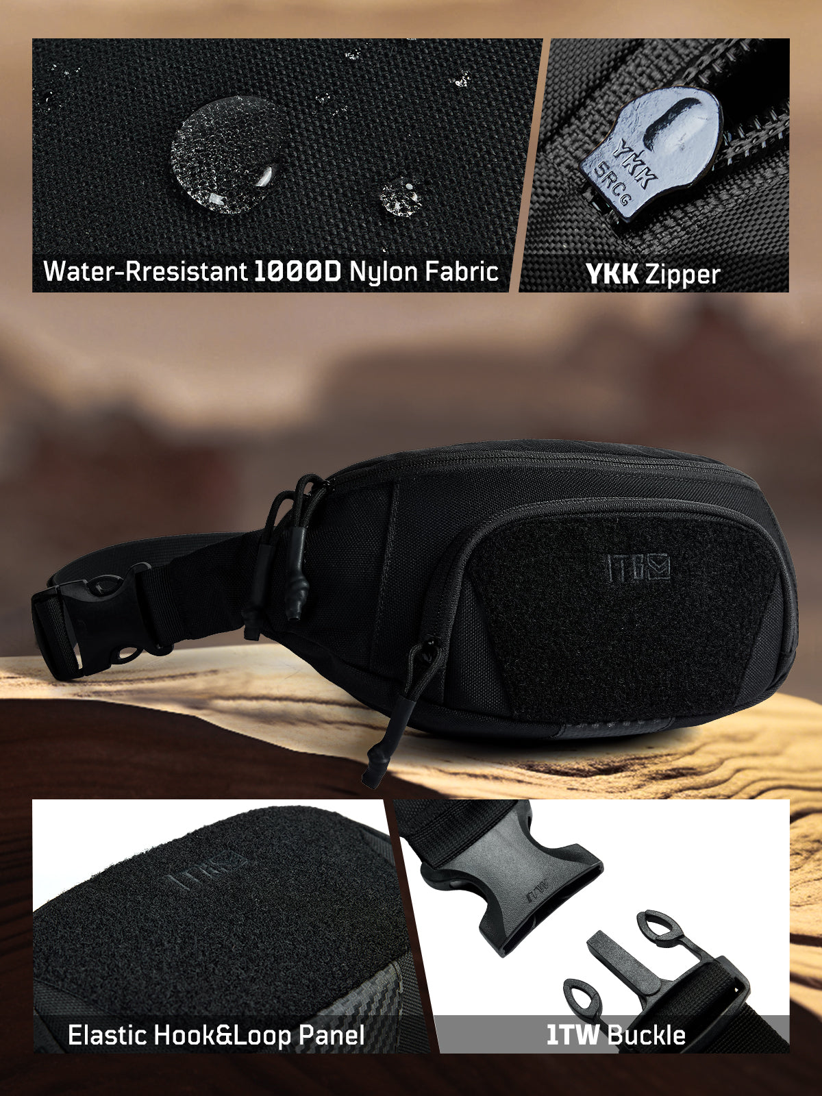 1TG Tactical Waist Bag for Hiking, Running, Urban